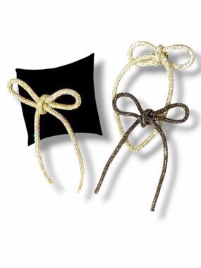 AB Crystal Rhinestone Rope Bow Fashion Brooch Pin NWT